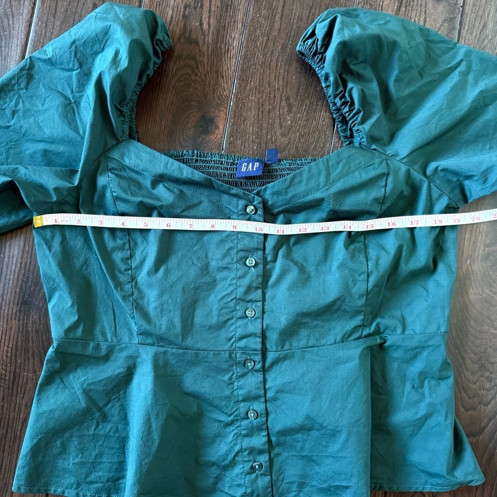 GAP Women's Hunter Green Button-Up Top - Picture 7 of 8